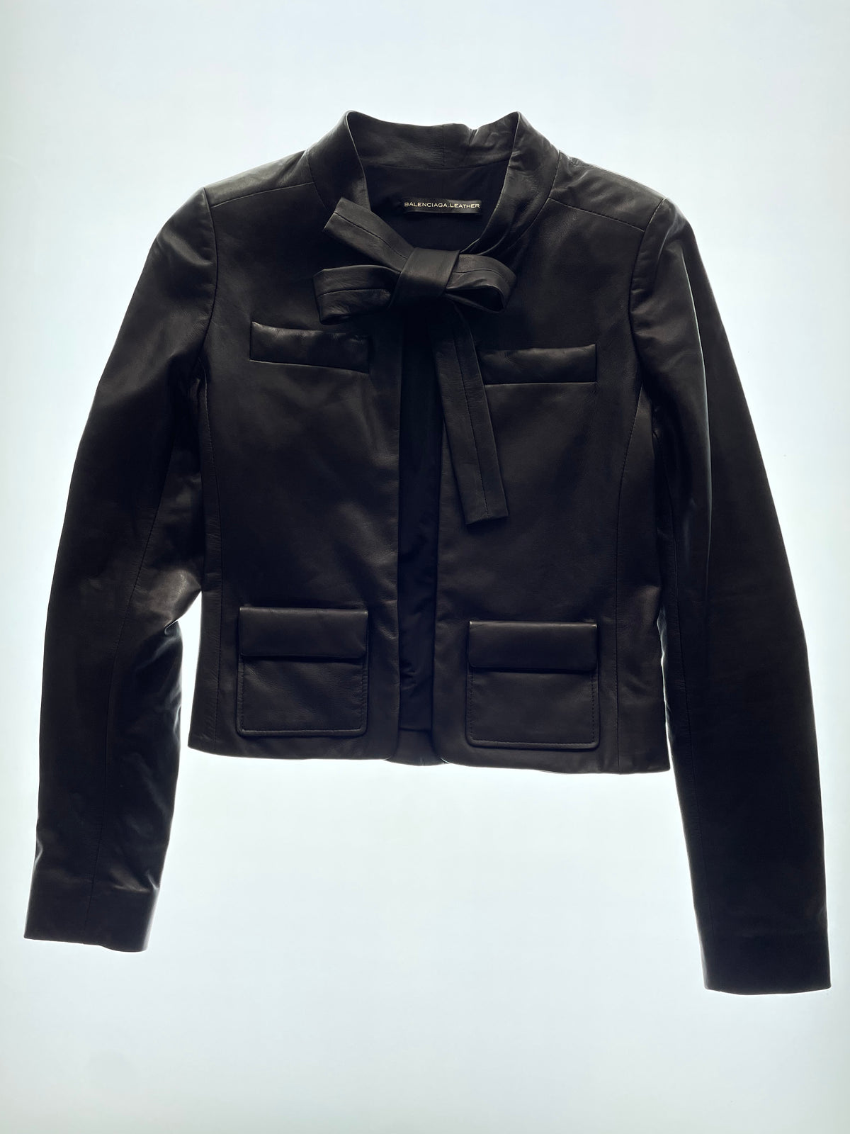 FW 07 Black Leather Tie Jacket