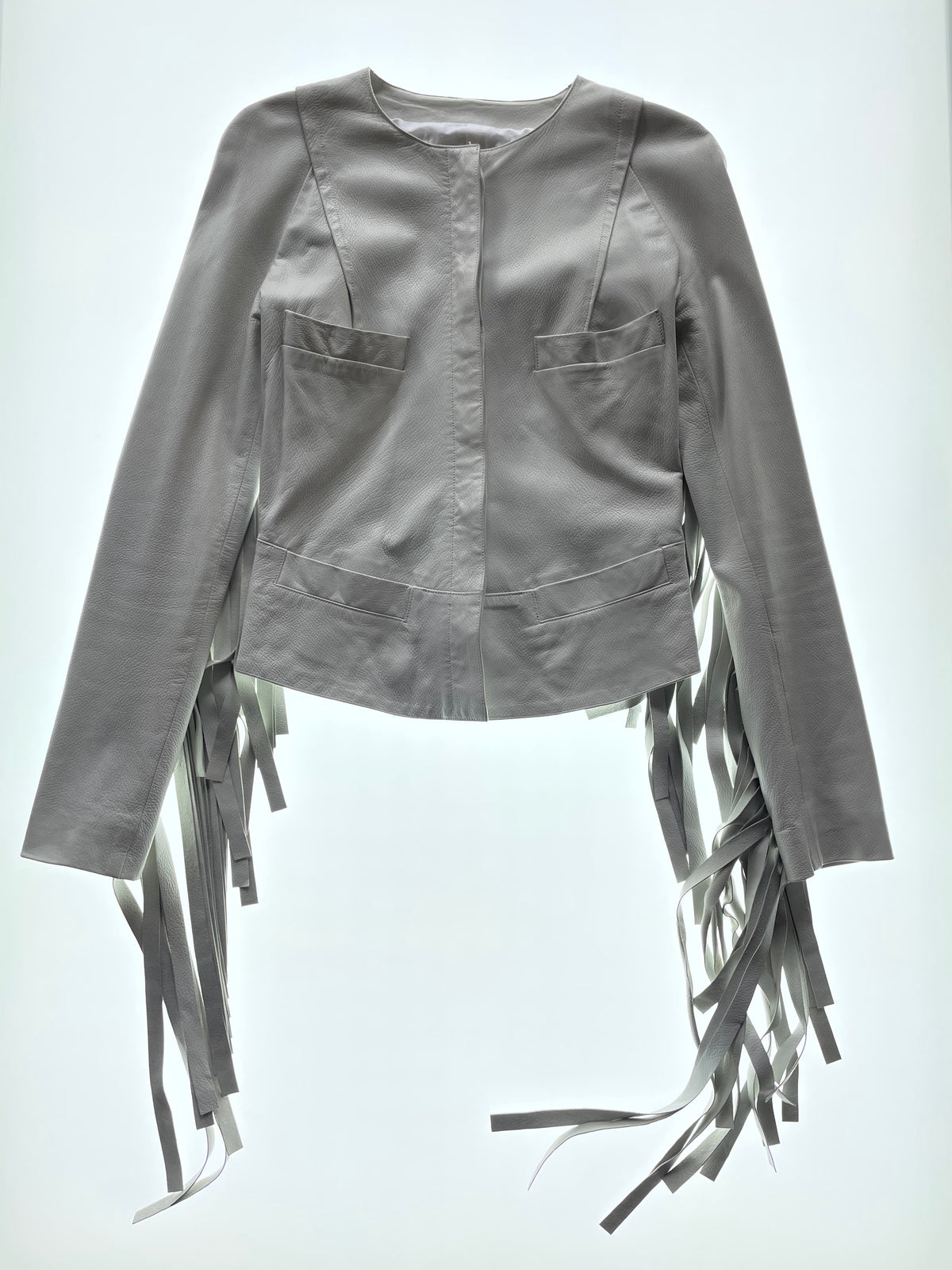 SS 03 White Fringe Leather Jacket