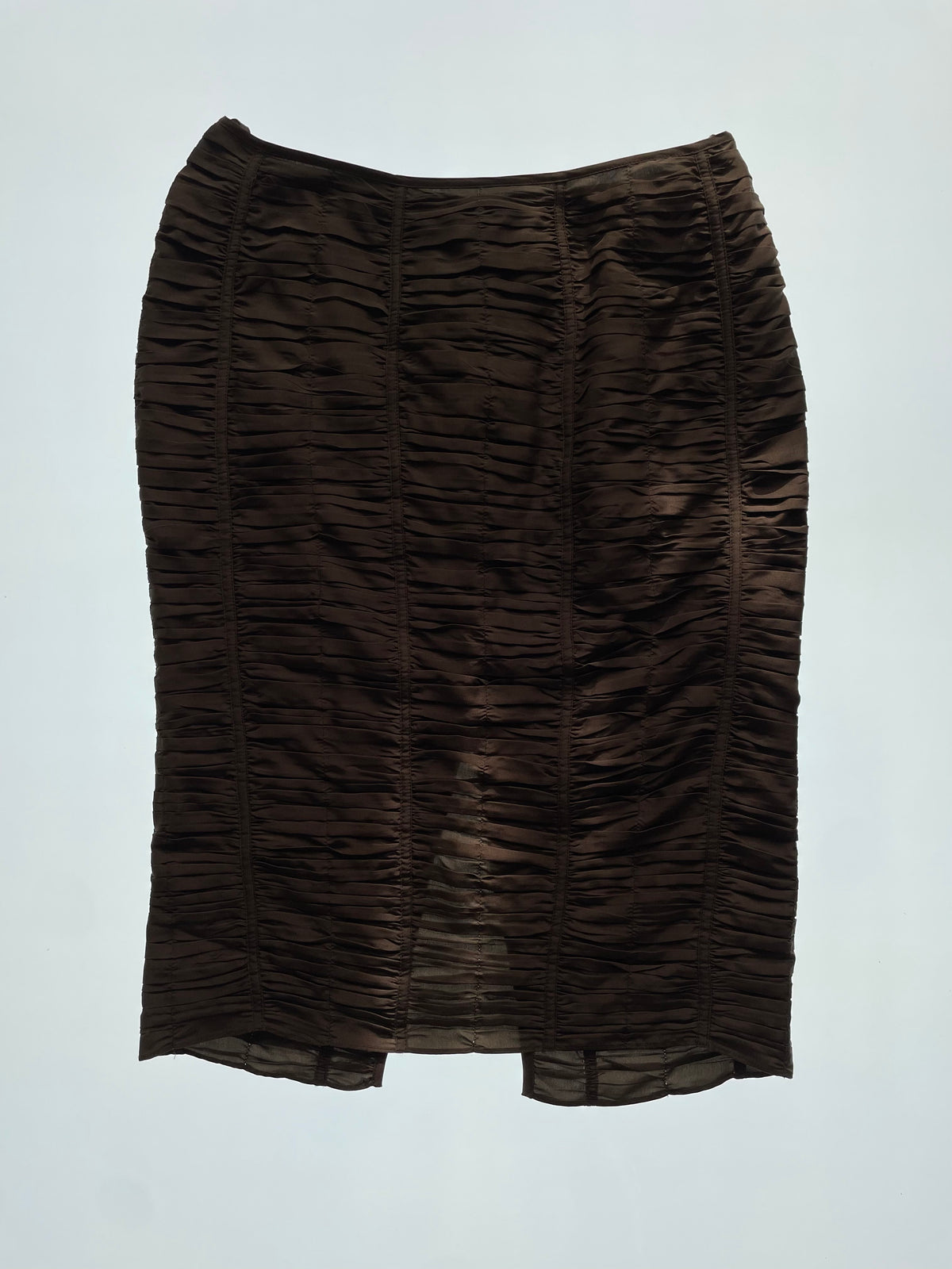 SS 01 Taupe Pleated Silk Skirt
