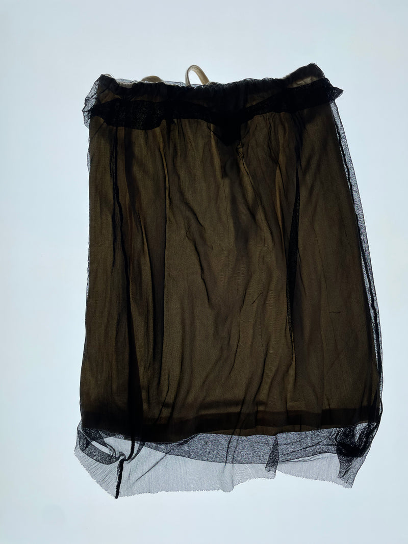SS 00 Beige and Black Mesh Skirt