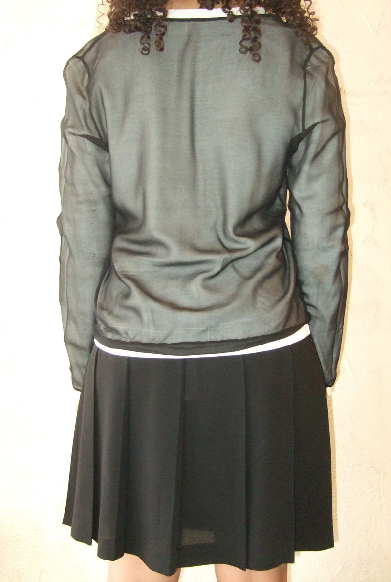 Black Pleated Sheer Skirt
