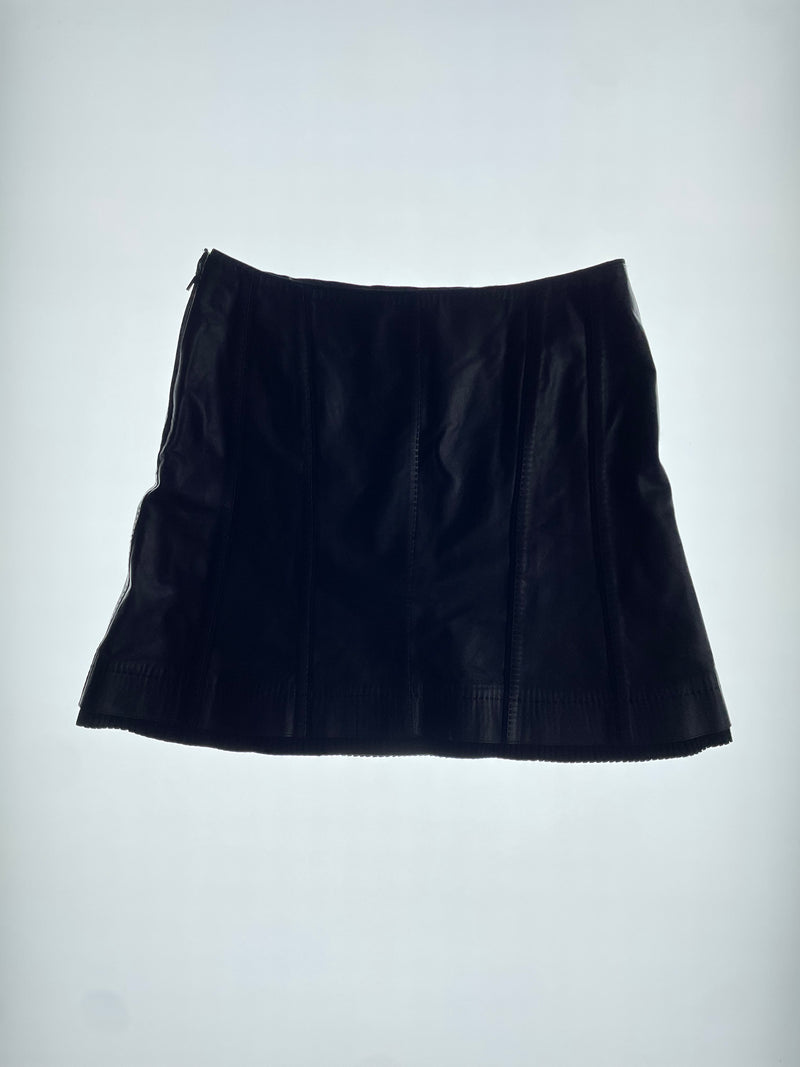 Black Paneled Leather Skirt