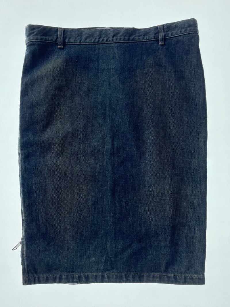 SS00  Blue Denim Zip Up Skirt