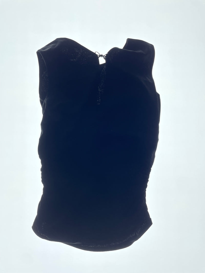 SS 01 Black Ruched Sleeveless Top