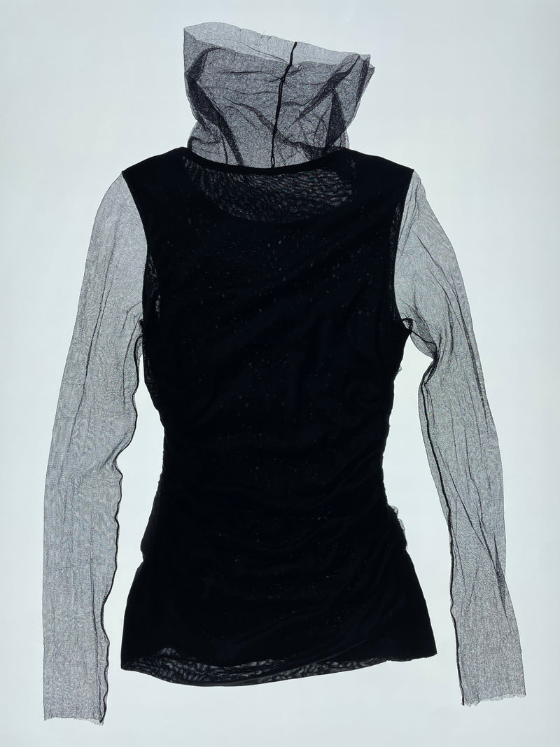 SS01 Black Mesh Turtleneck