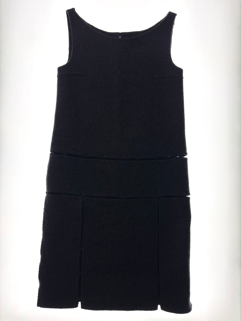 FW 1998 Black Wool Section Dress + Black Slip
