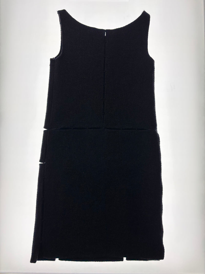 FW 1998 Black Wool Section Dress + Black Slip