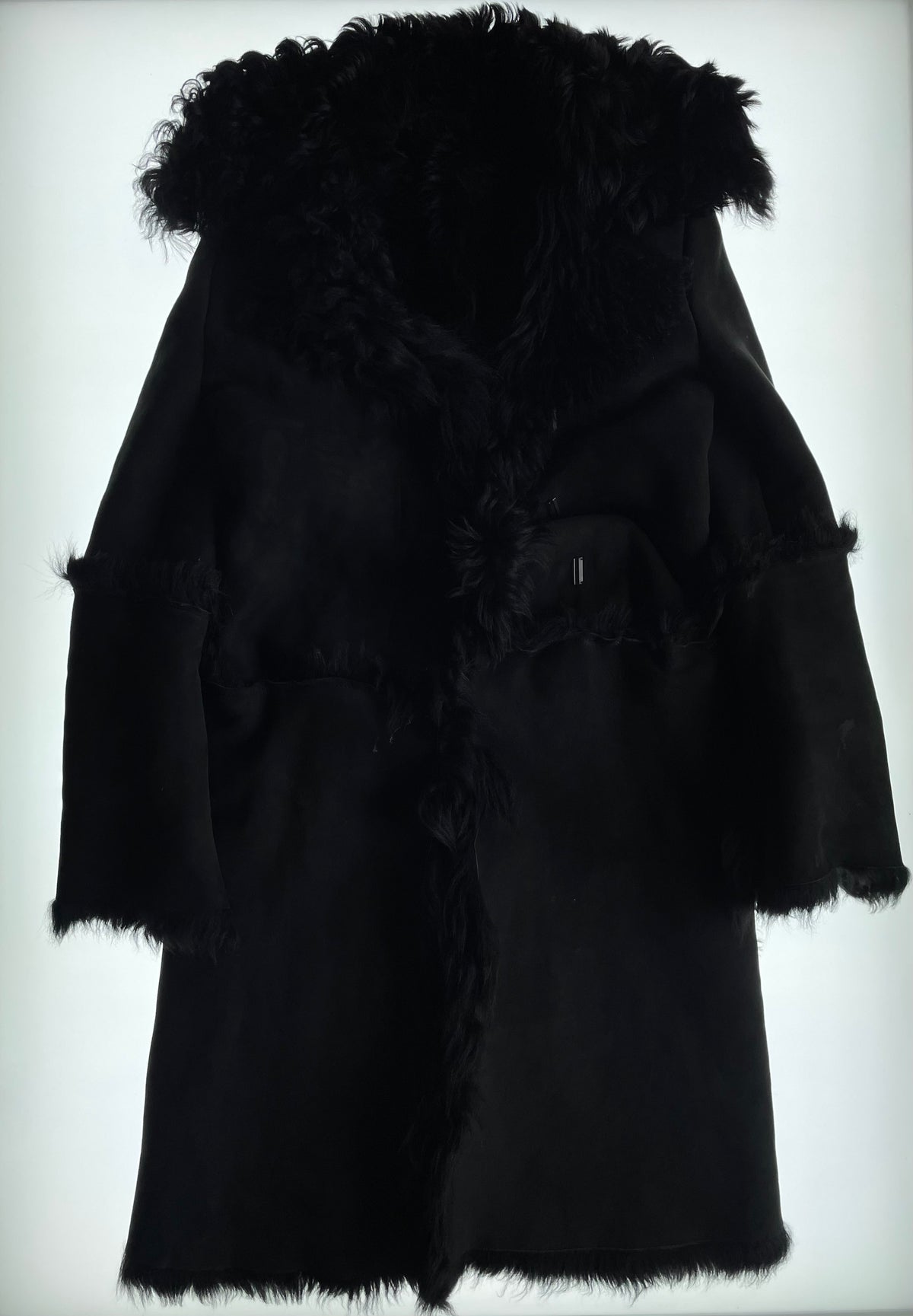 FW96 Reversible Black Long Shearling Jacket