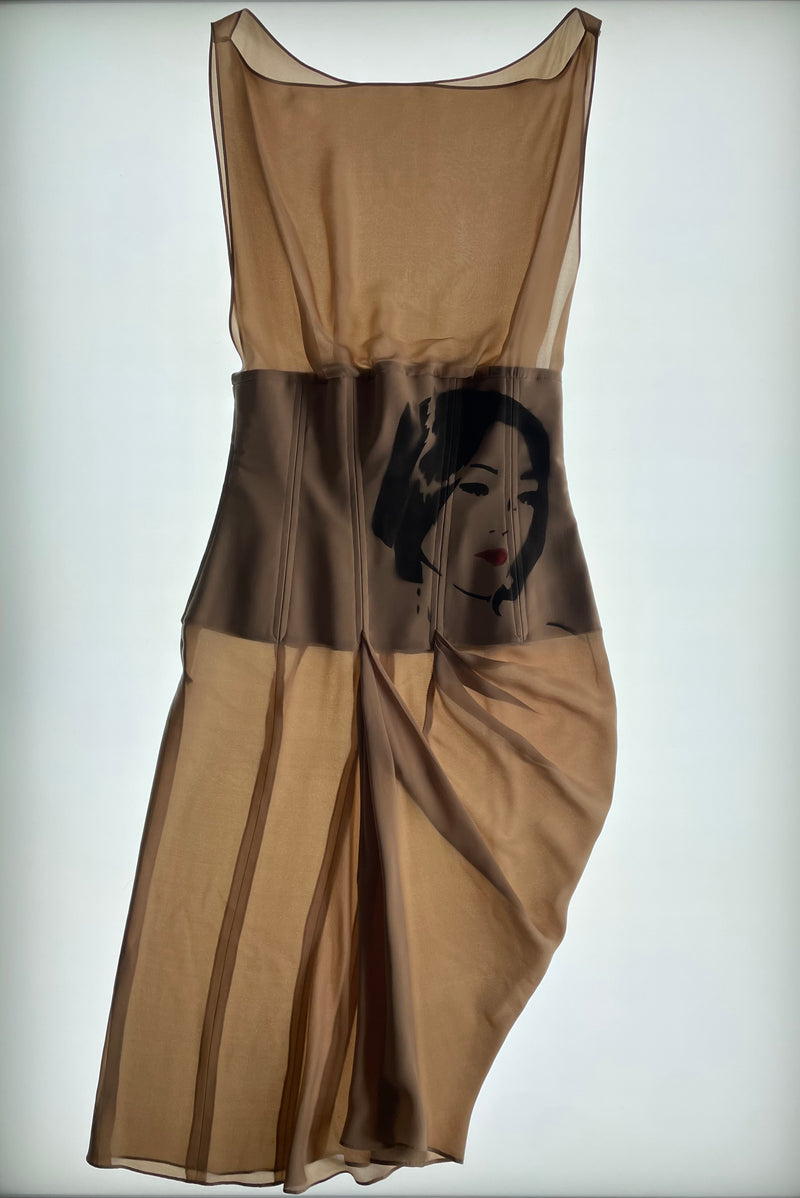 FW2001 Draped Silk Corset Dress