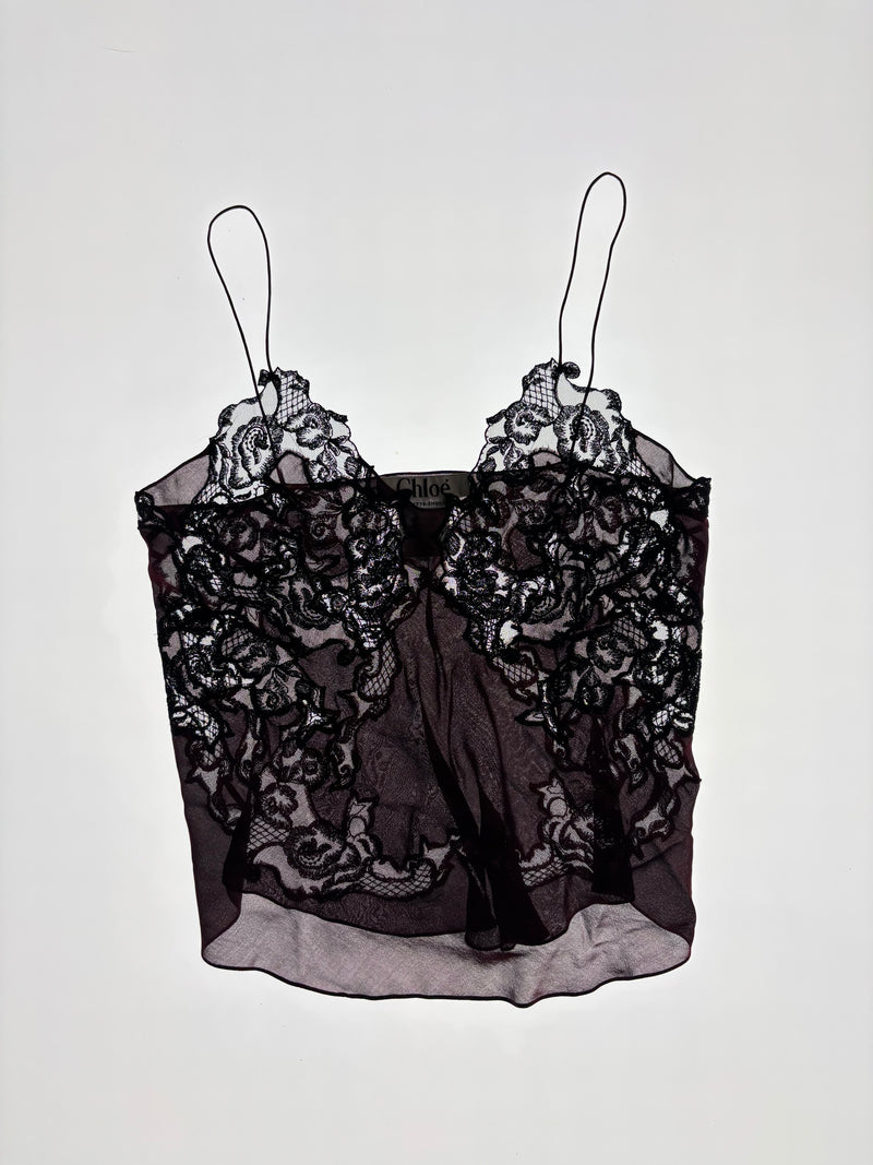 FW 2002 Burgundy and Lace Camisole