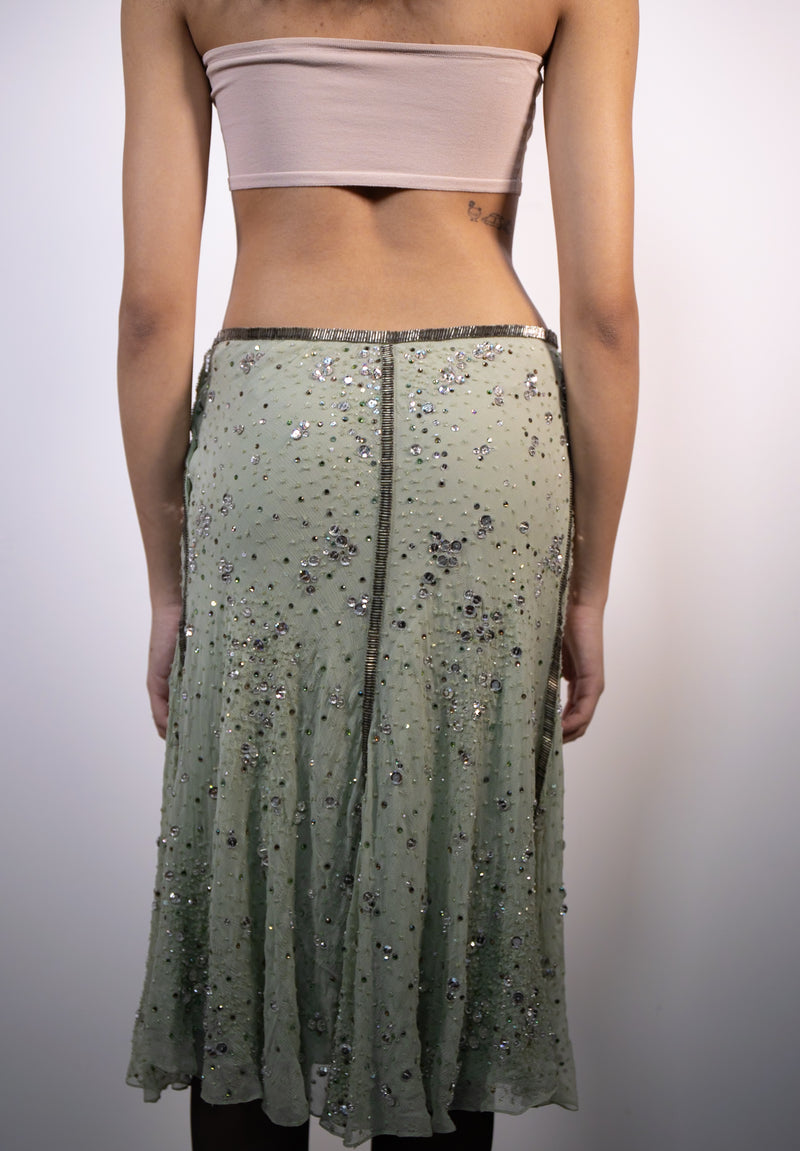 Green Embellished Skirt