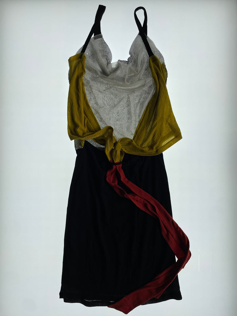 Orange and Yellow Cowl Neck Dress