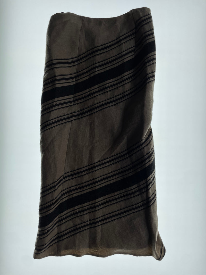 Striped Black Buckle Skirt