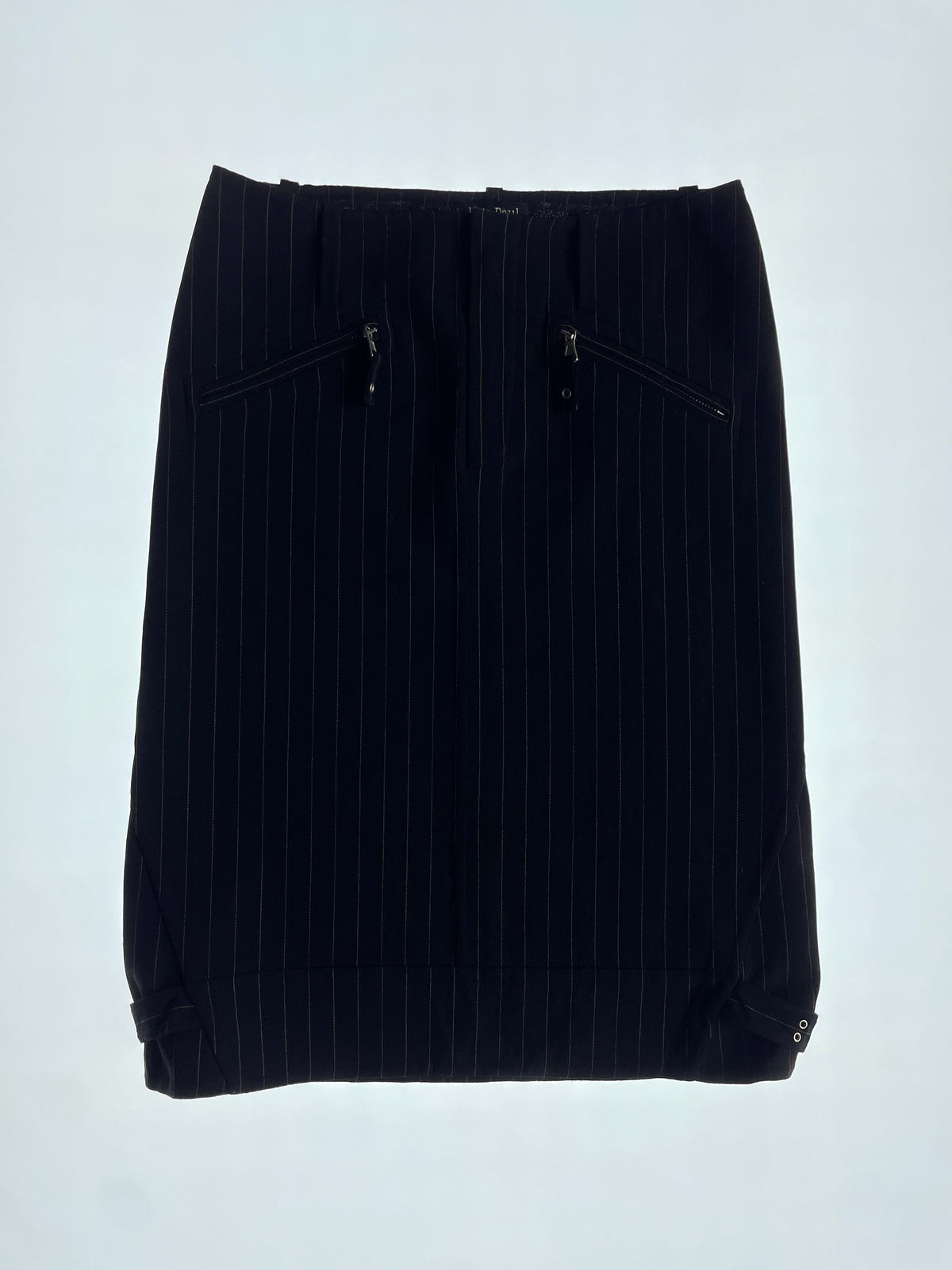 FW2002 Black Pinstripe Zipper Skirt