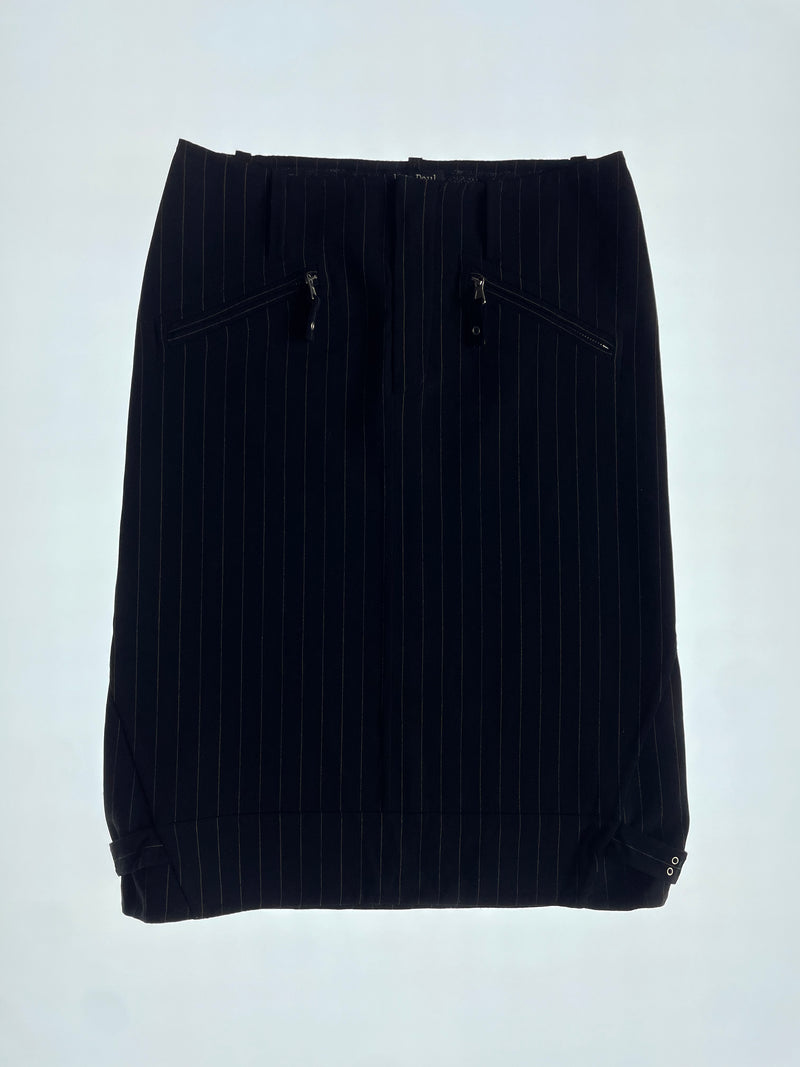 FW2002 Black Pinstripe Zipper Skirt