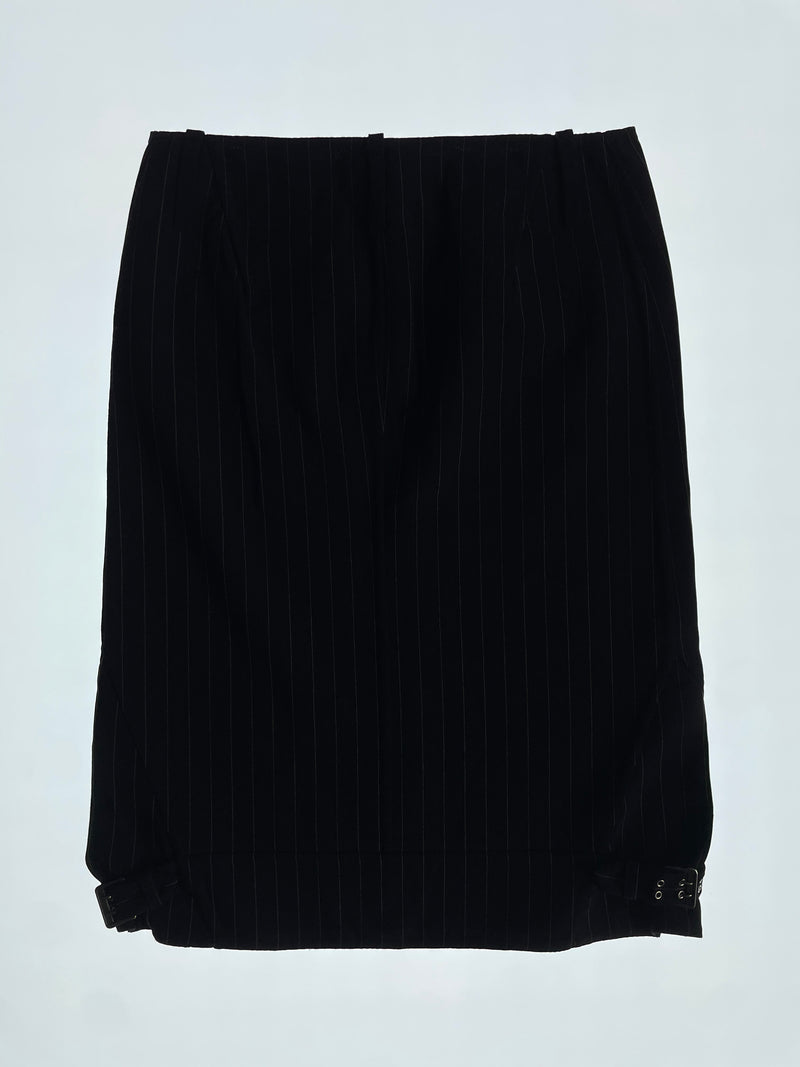 FW2002 Black Pinstripe Zipper Skirt