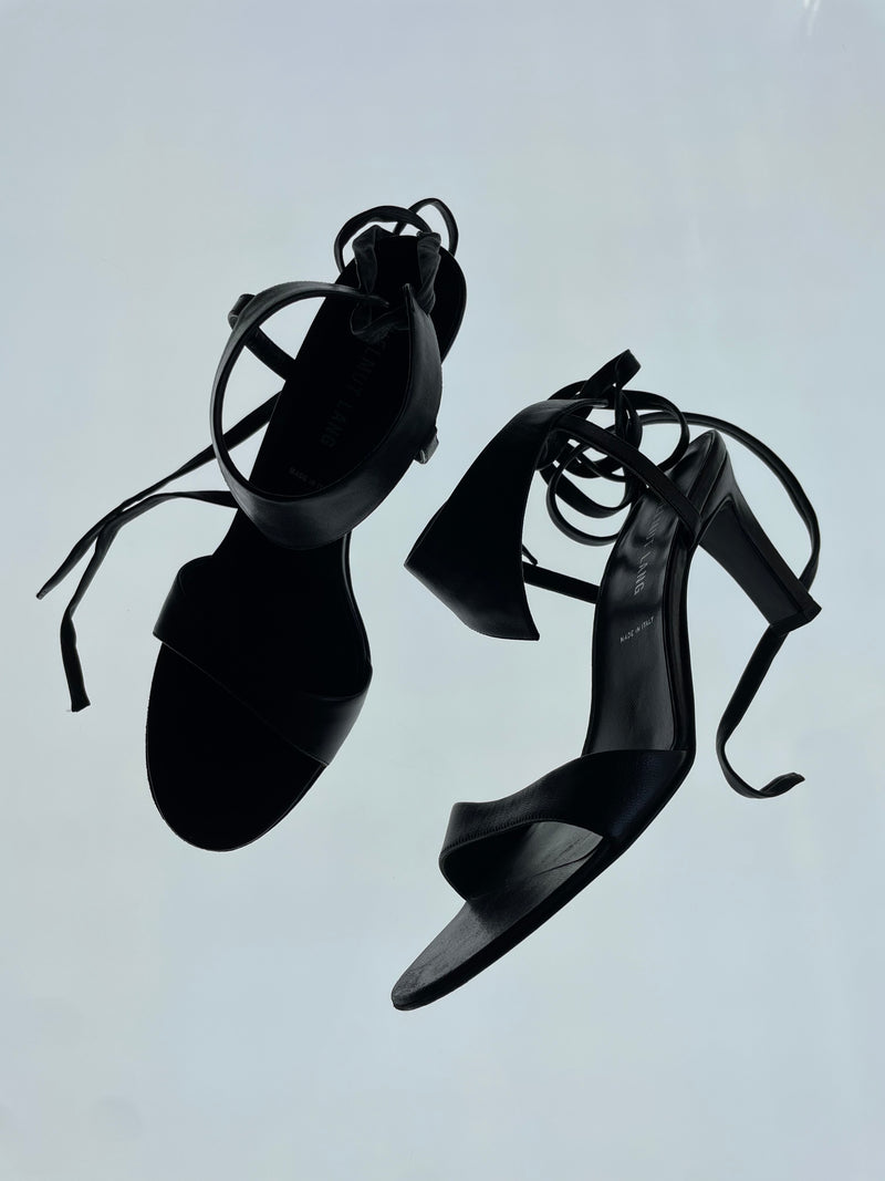 Baraboux Helmut Lang Spring Summer 2001 Black Tie Up Heels