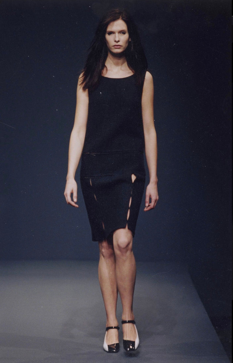 FW 1998 Black Wool Section Dress + Black Slip