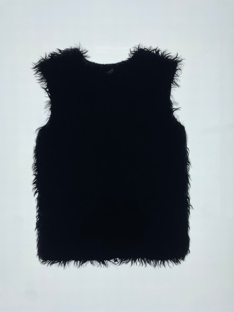 FW 2007 Black Fur Zip Up Vest