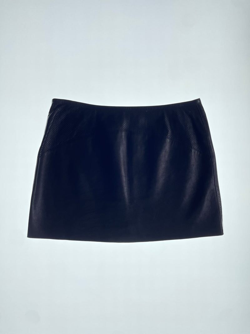 FW99 Black Leather Mini Skirt